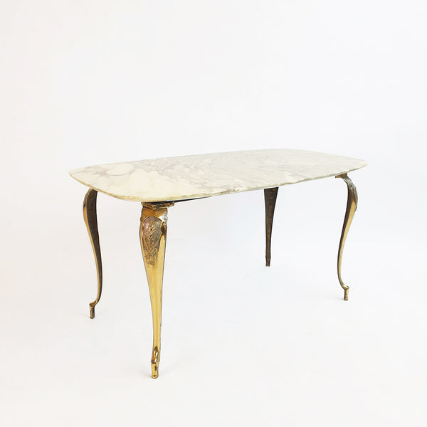 Mid-century Italian marble and brass coffee table