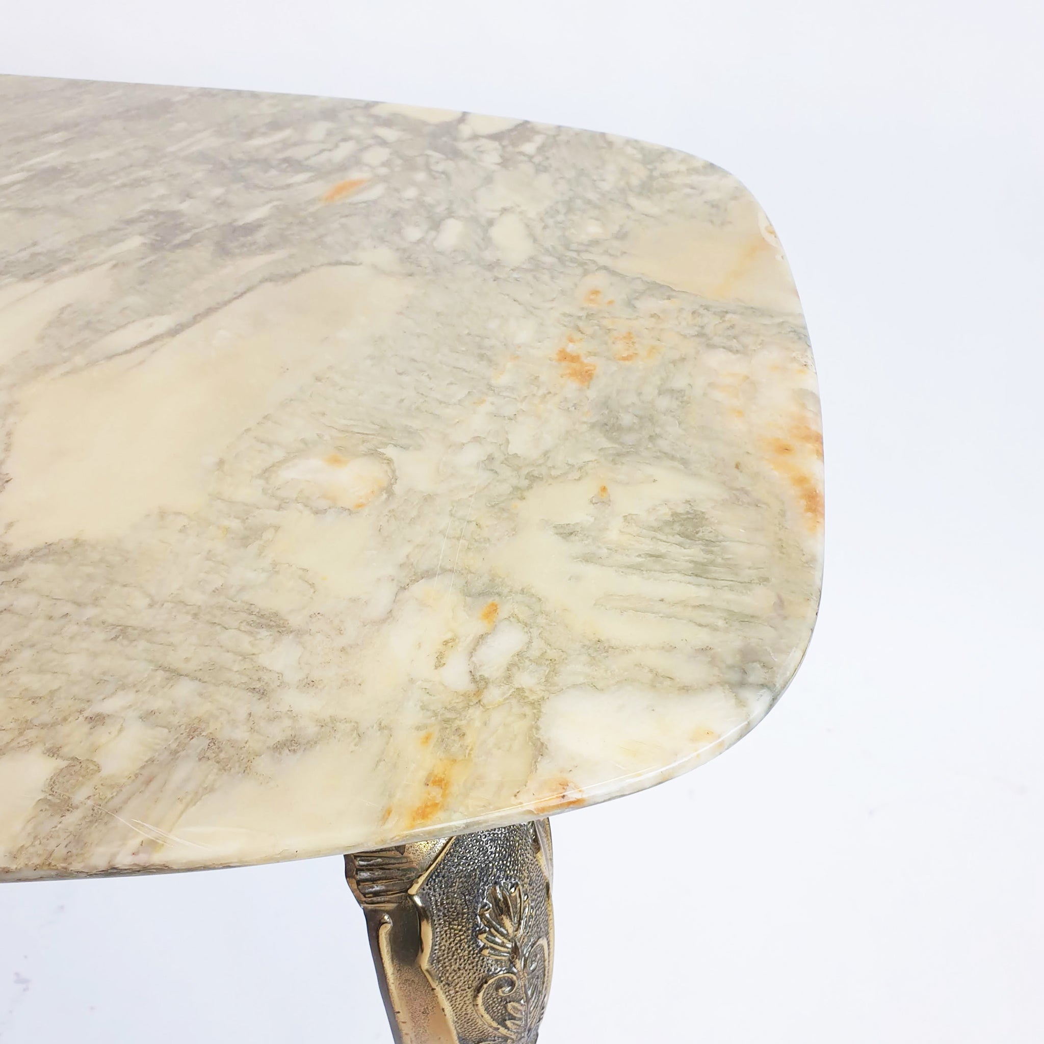 Mid-century Italian marble and brass coffee table