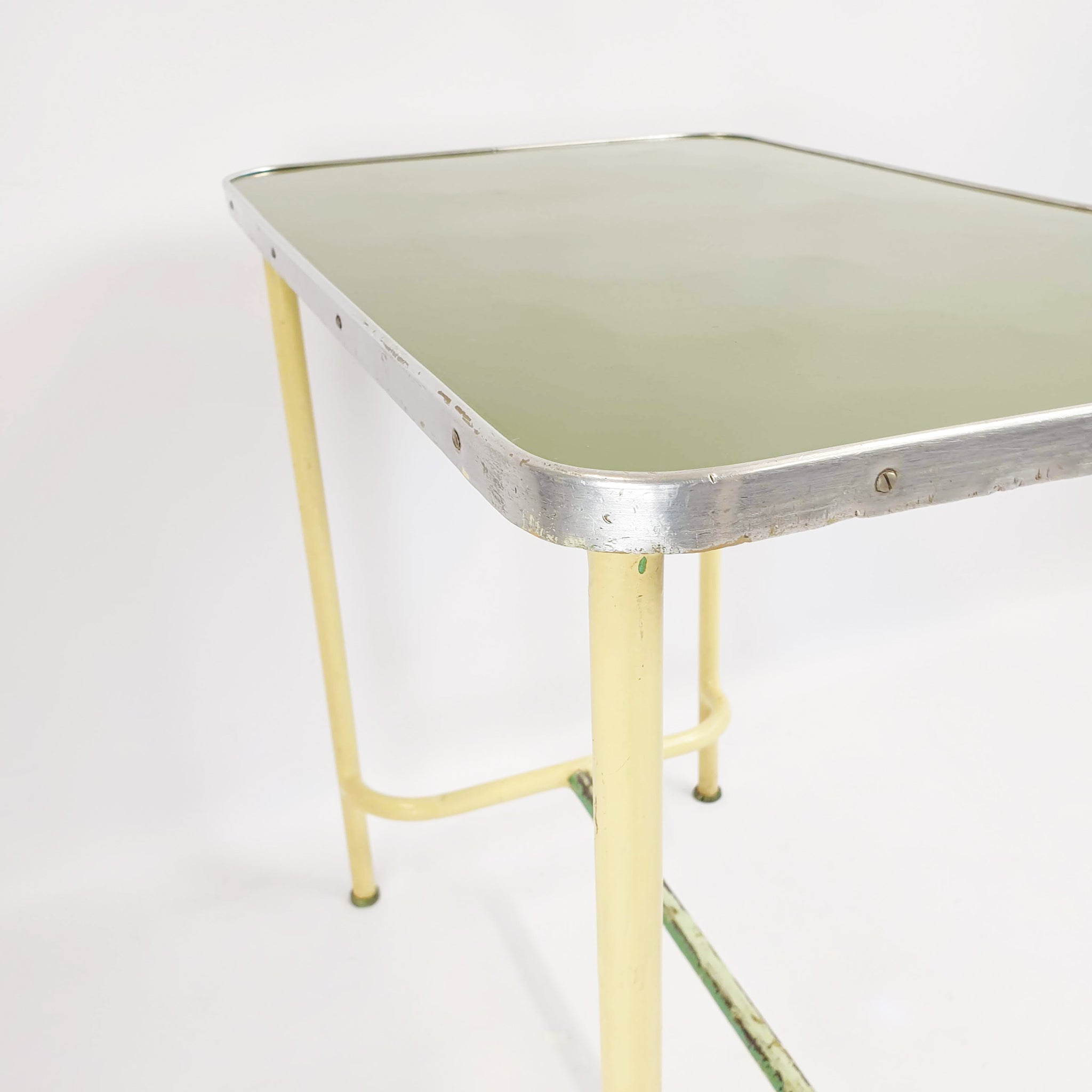 Mid-century Italian industrial table with green top