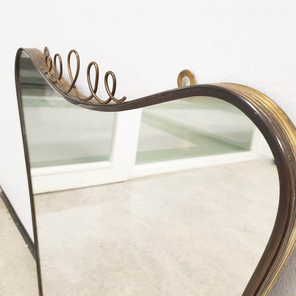 Mid-century Italian brass curvy mirror