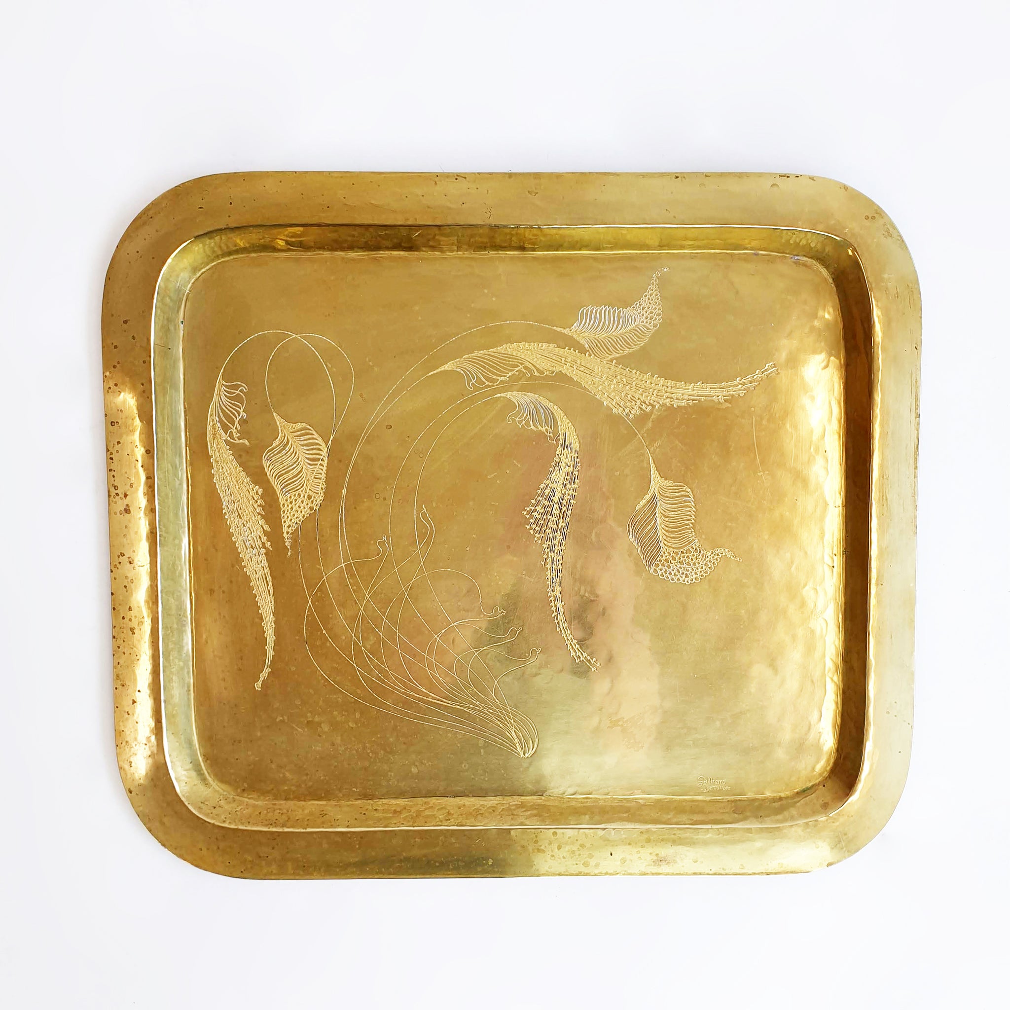 Mid-century brass tray by Celeste Gallinaro