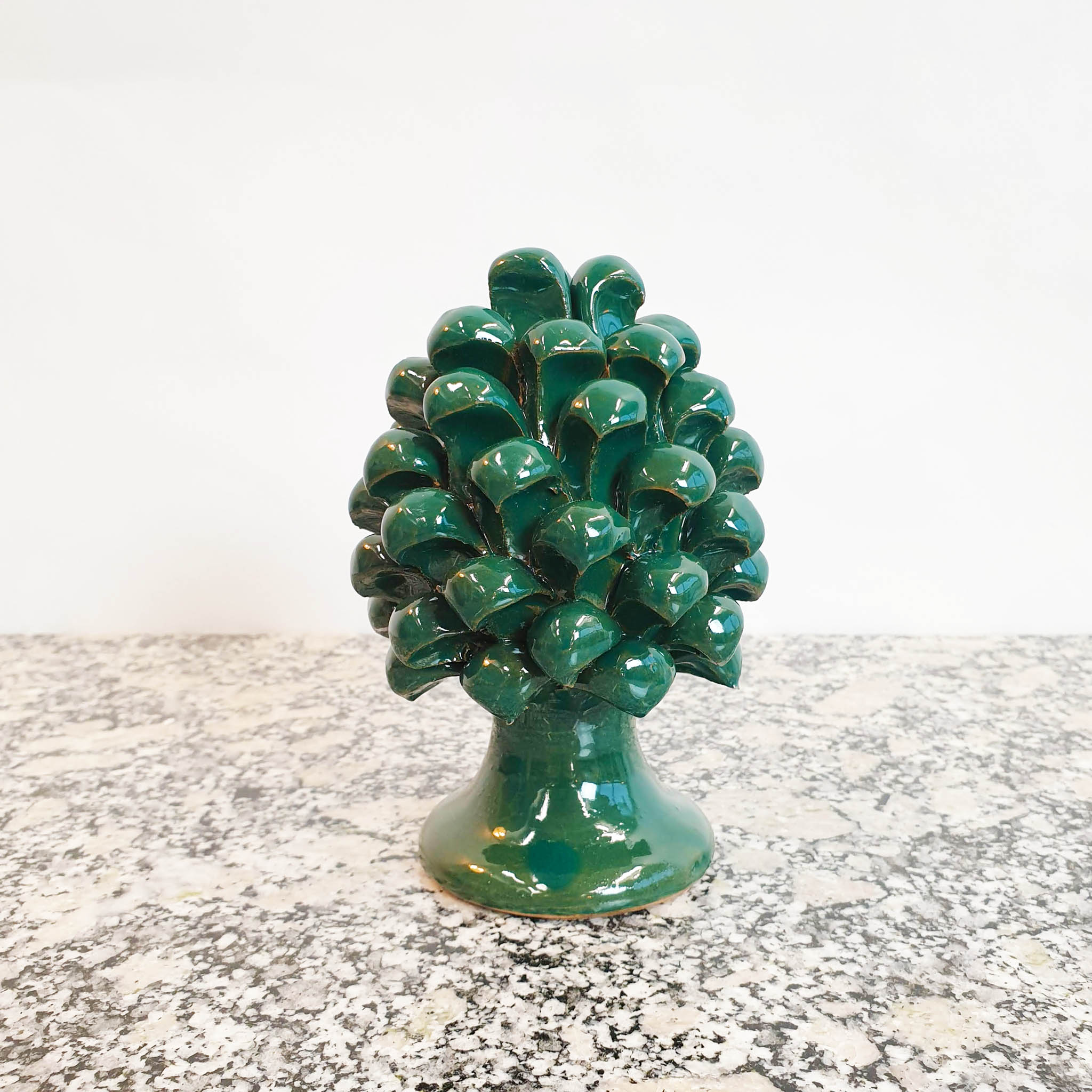 Italian glazed terracotta pine cone sculpture