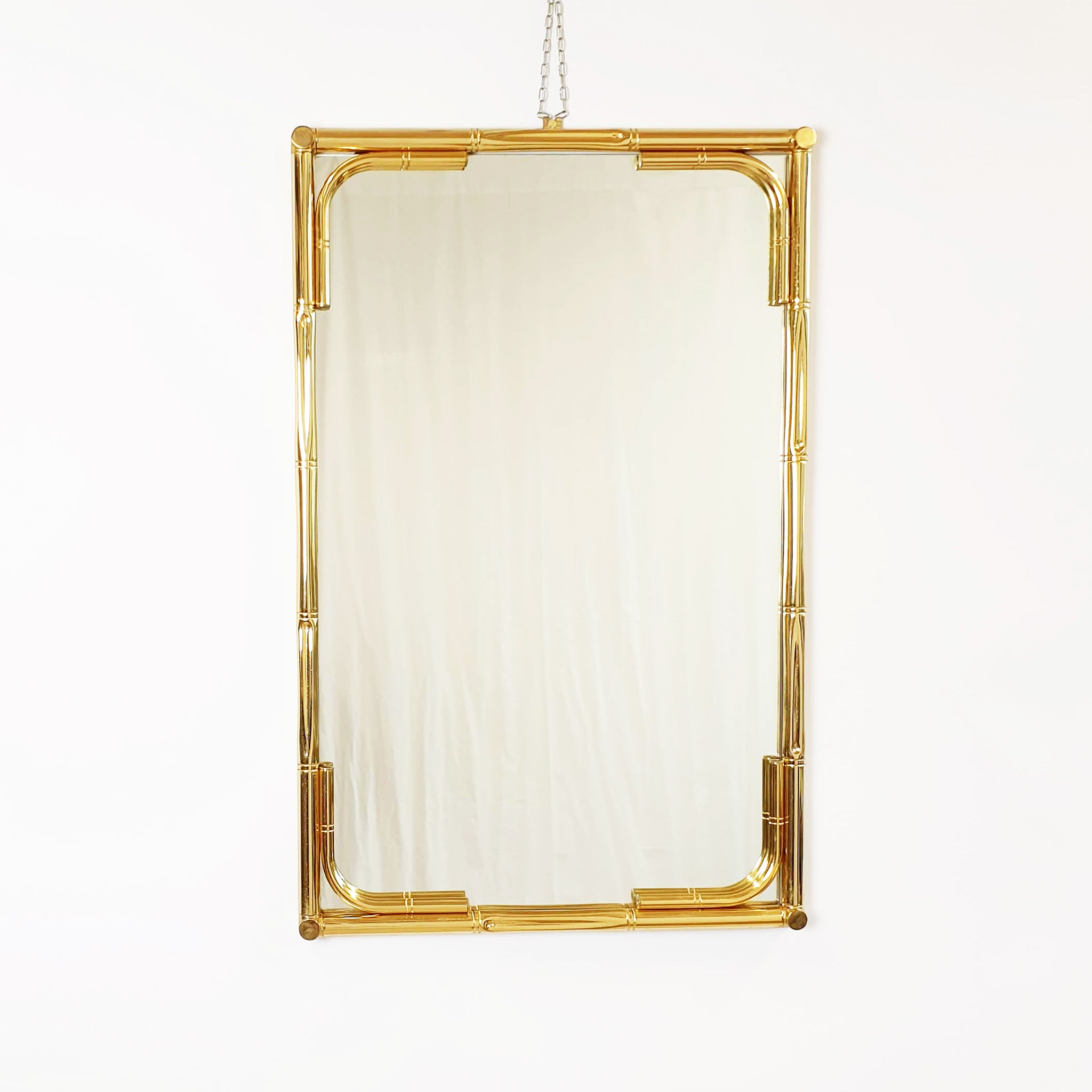 1970s Italian gilded faux bamboo mirror