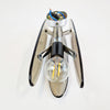 Vintage Italian glass and chrome wall lights in the style of Veca (pair)