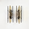 Vintage Italian glass and chrome wall lights in the style of Veca (pair)