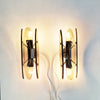 Vintage Italian glass and chrome wall lights in the style of Veca (pair)