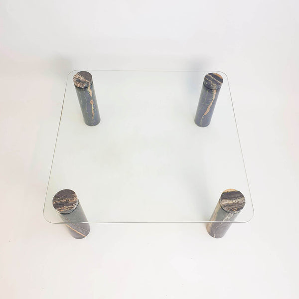 Vintage Italian marble and glass coffee table
