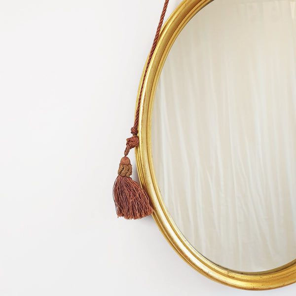 Vintage Italian golden mirror with tassels