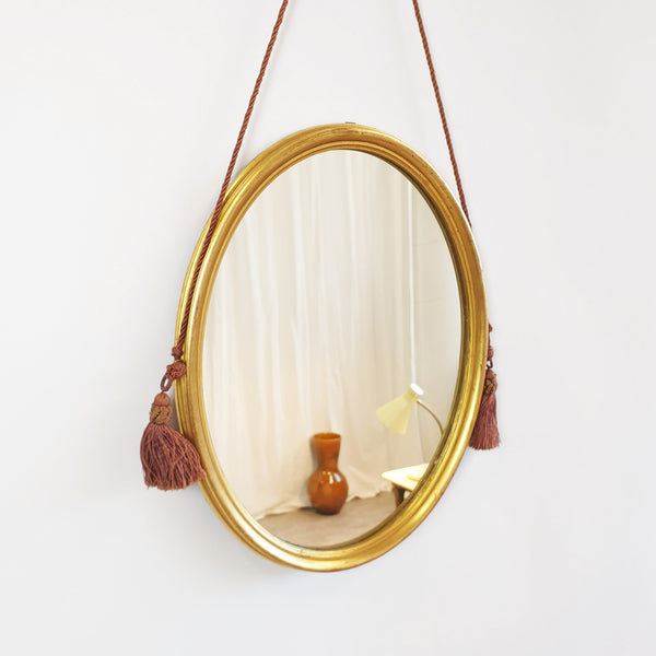 Vintage Italian golden mirror with tassels