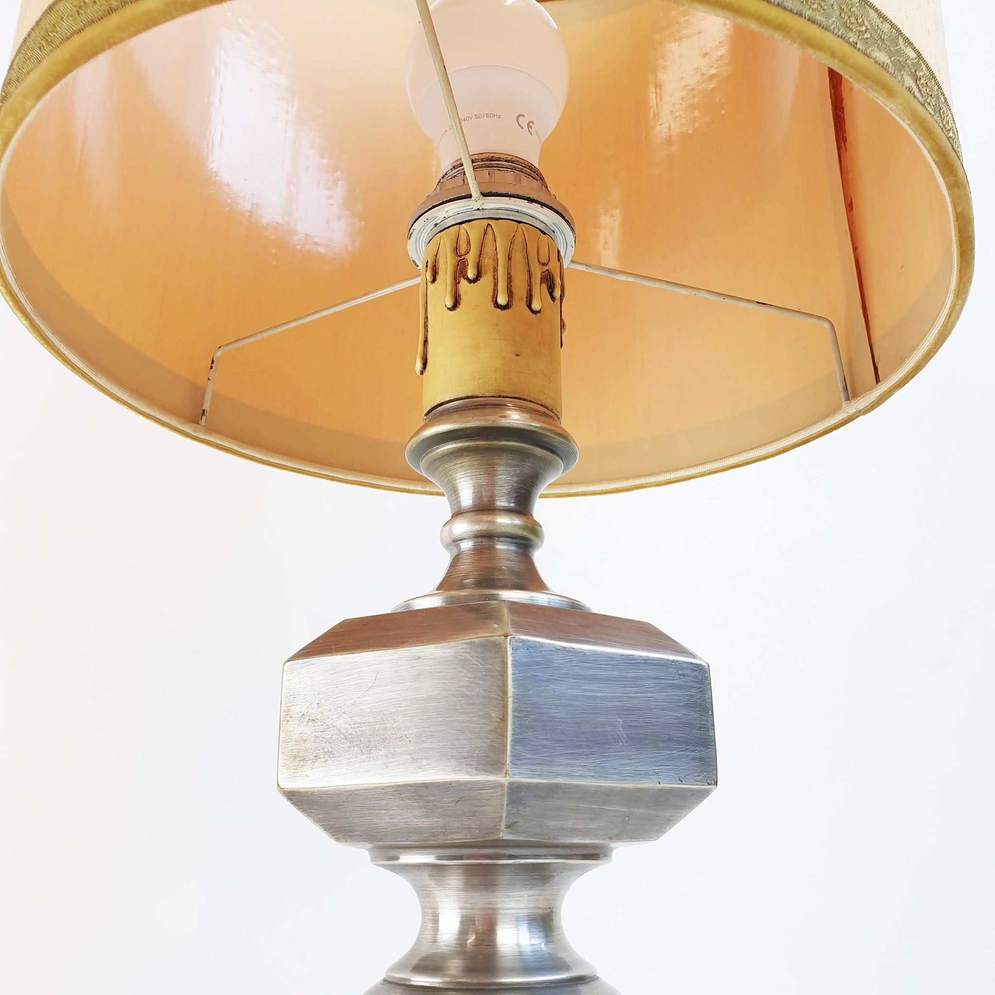 Vintage Italian pewter table lamp