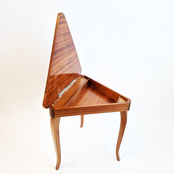 Vintage Italian triangular side table with music box
