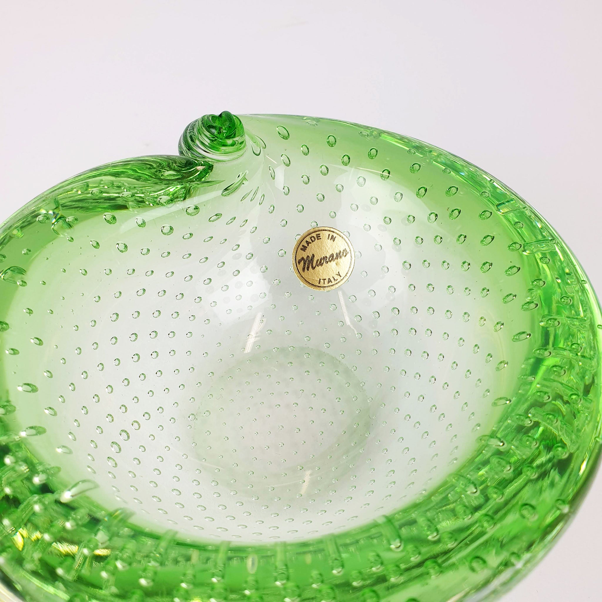 Vintage Murano green glass bowl