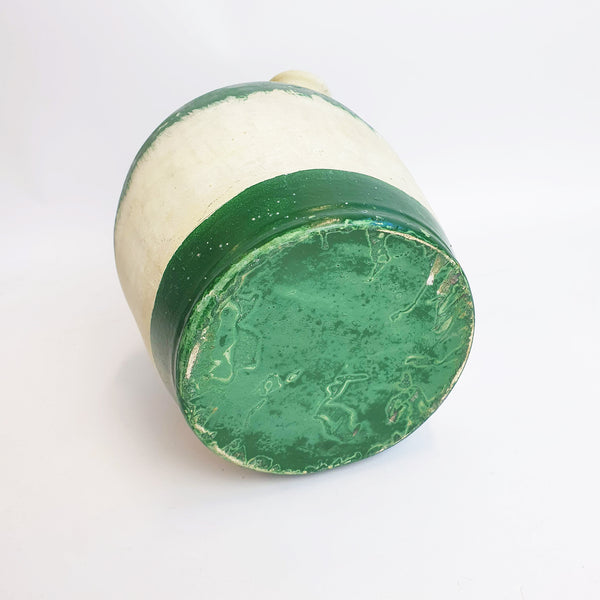 Vintage earthenware jug with green decor