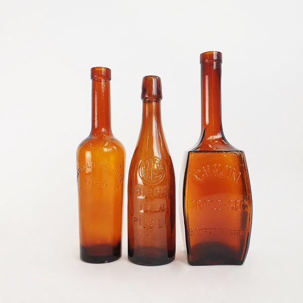 Vintage glass bottles (set of 3)