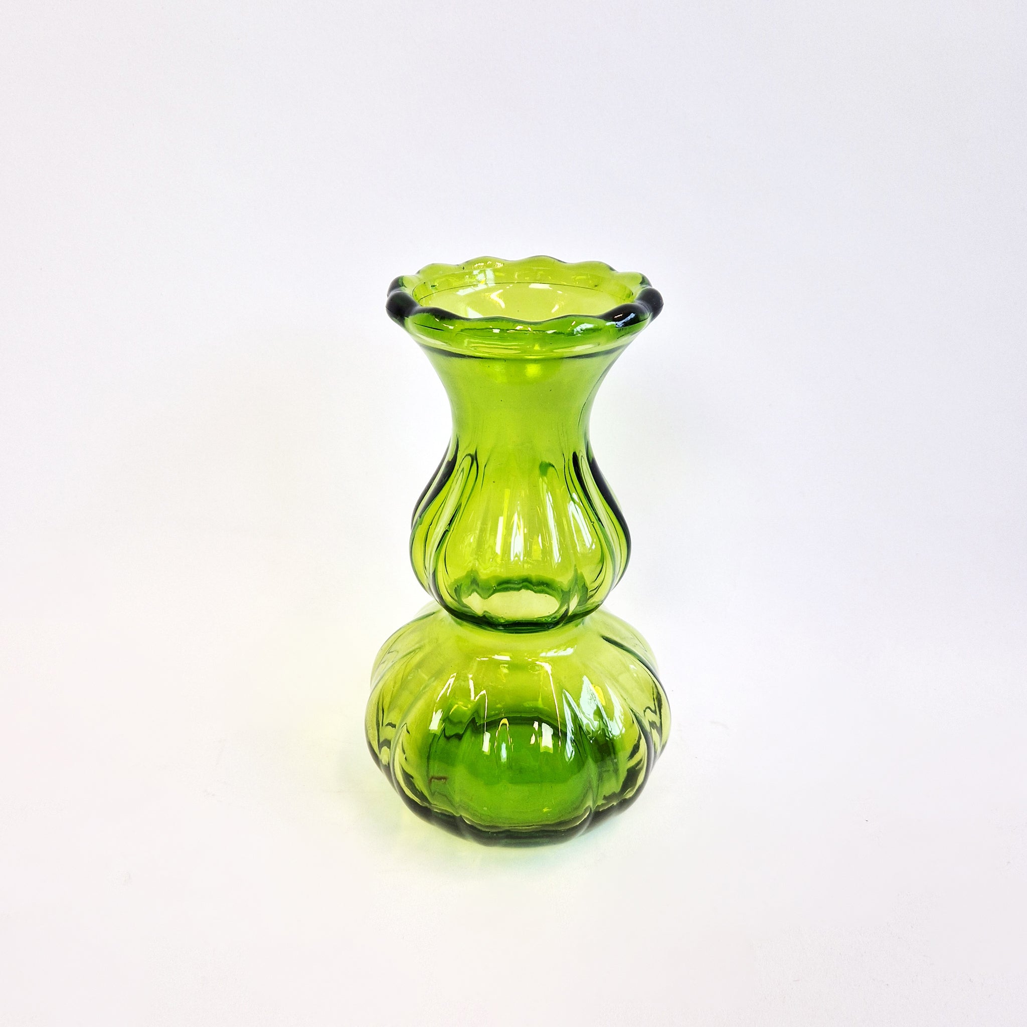 Vintage green glass vase
