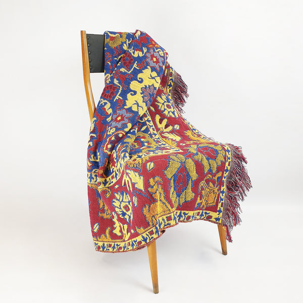Vintage multicolor fringed throw
