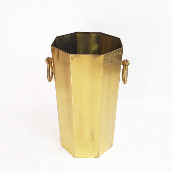 Vintage octagonal brass umbrella stand