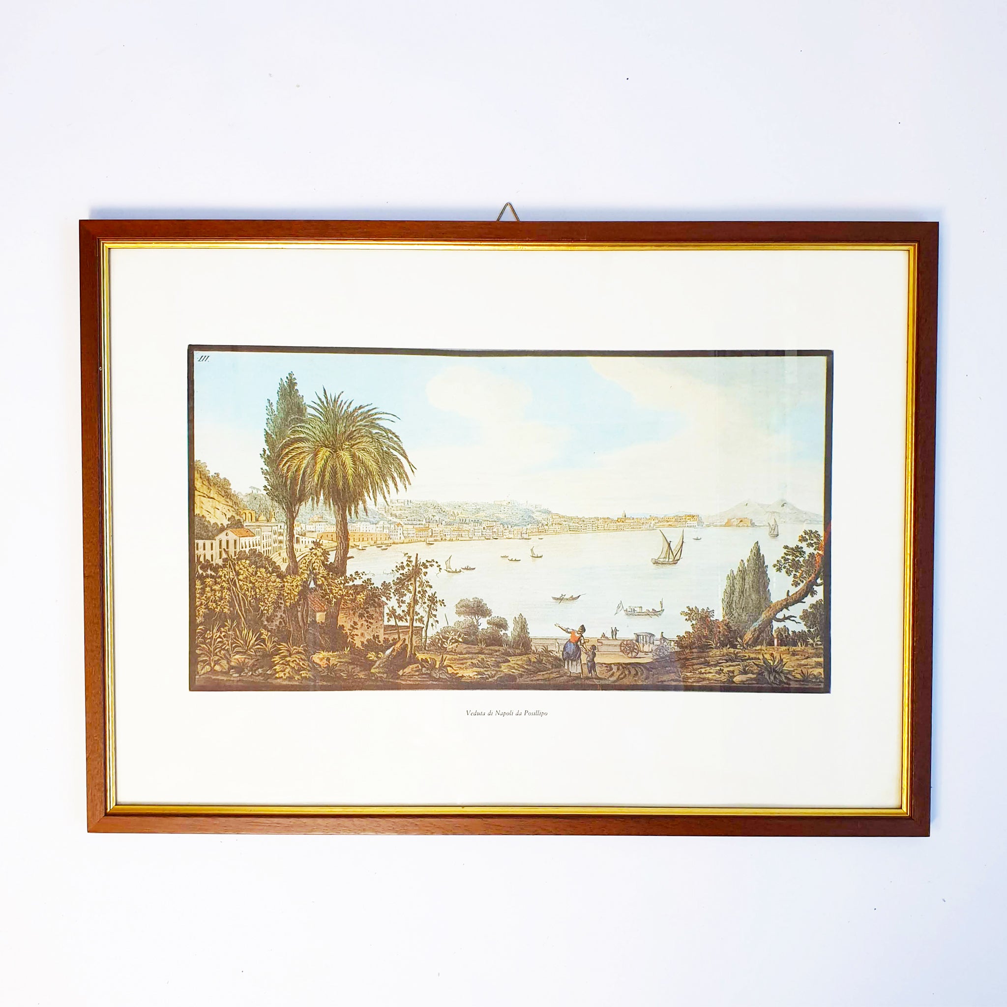 Vintage Italian print 'View of Naples from Posilippo
