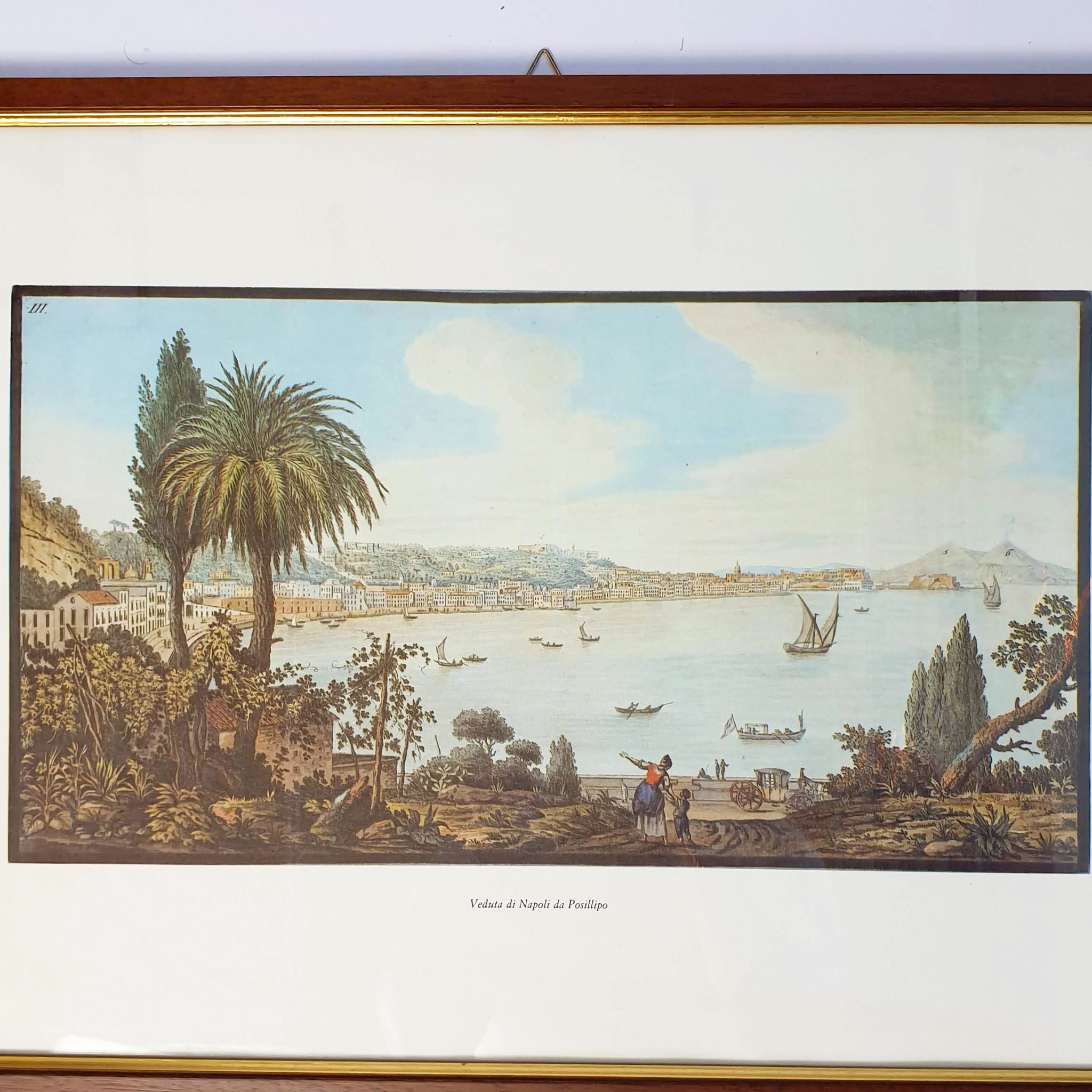 Vintage Italian print 'View of Naples from Posilippo